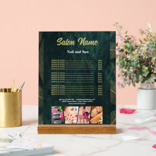 Green Gold Beauty Nail Salon prijslijst menu Acryl Bord