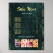 Green Gold Beauty Nail Salon prijslijst menu Poster (Voorkant)