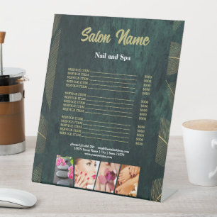 Green Gold Beauty Nail Salon prijslijst menu Reclamebord Met Voetstuk