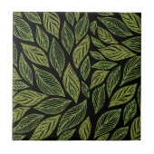 Green Gold Black Leaf Patroon Tegeltje (Voorkant)