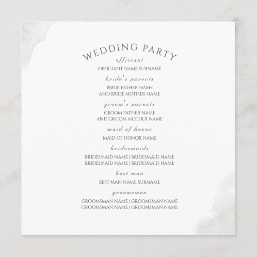 Green Gold bladeren Elegant bruiloft programma Programmakaart (Achterkant)