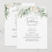 Green Gold bladeren Elegant bruiloft programma Programmakaart (Voorkant / Achterkant)