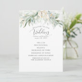 Green Gold bladeren Elegant bruiloft programma Programmakaart (Staand voorkant)