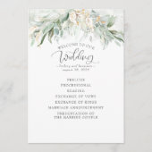 Green Gold bladeren Elegant bruiloft programma Programmakaart (Voorkant)