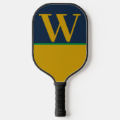 Green Gold Blue College Monogram Pickleball Paddle (Voorkant)