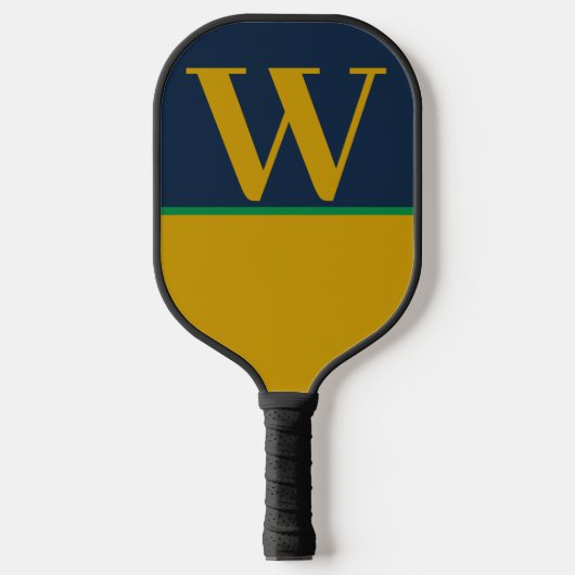 Green Gold Blue College Monogram Pickleball Paddle (Voorkant)