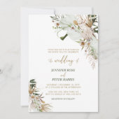 Green & Gold Boho Botanical Fall Wedding Invitati Kaart (Voorkant)