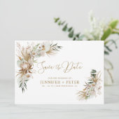 Green & Gold Boho Wedding Save The Date Kaart (Staand voorkant)