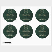 Green Gold Botanical Crest Wedding Thank you Ronde Sticker (Vel)