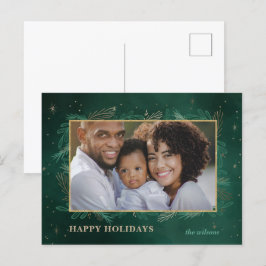 Green Gold Botanical Photo Holiday Briefkaart