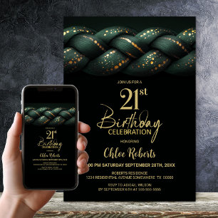 Green Gold Braid 21e verjaardagsfeestje Kaart