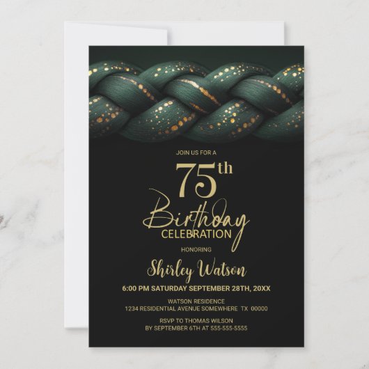 Green Gold Braid 75e verjaardagsfeestje Kaart (Voorkant)