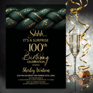 Green Gold Braid Surprise 100ste verjaardagsfeestj Kaart