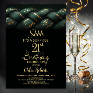 Green Gold Braid Surprise 21e verjaardagsfeestje Kaart