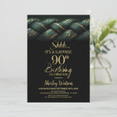 Green Gold Braid Surprise 90ste verjaardagsfeestje Kaart (Staand voorkant)
