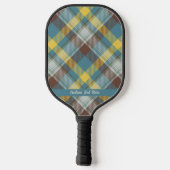 Green Gold Brown Tartan zette je eigen tekst op Pickleball Paddle (Achterkant)