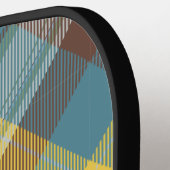 Green Gold Brown Tartan zette je eigen tekst op Pickleball Paddle (Links Detail)