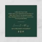 Green & Gold Business Logo Packaging Bedankt Vierkante Visitekaartje (Achterkant)