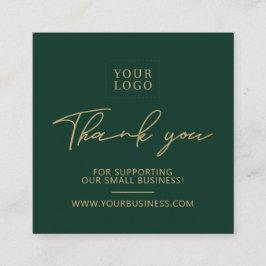 Green & Gold Business Logo Packaging Bedankt Vierkante Visitekaartje