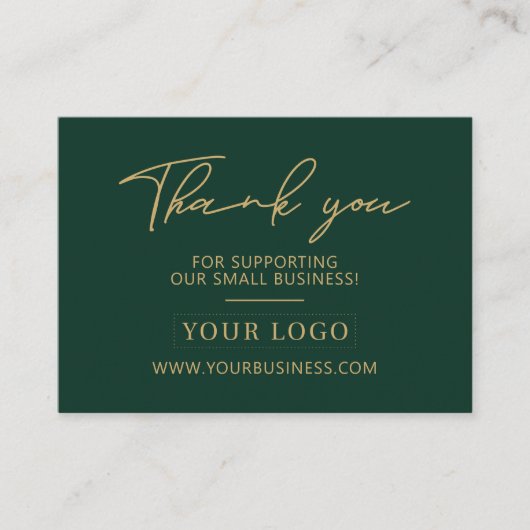 Green & Gold Business Logo Packaging Bedankt Visitekaartje (Voorkant)