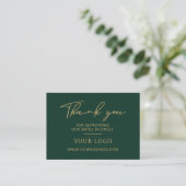 Green & Gold Business Logo Packaging Bedankt Visitekaartje (Staand voorkant)