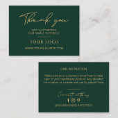 Green & Gold Business Logo Packaging Bedankt Visitekaartje (Voorkant / Achterkant)