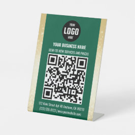 Green & Gold Business QR Code Pedestal Sign Reclamebord Met Voetstuk