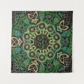 Green Gold Celtic Trisangers Tapestry Wandkleed (Voorkant (horizontaal))