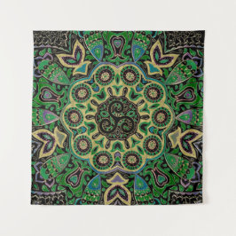 Green Gold Celtic Trisangers Tapestry Wandkleed