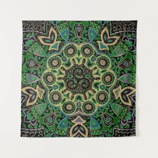 Green Gold Celtic Trisangers Tapestry Wandkleed (Voorkant)
