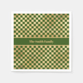 "Green Gold Checkered Paper Napkin" Servet (Voorkant)