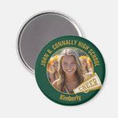 Green Gold Cheerleader Photo High School Magneet (Voorkant / Achterkant)