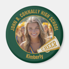 Green Gold Cheerleader Photo High School Magneet