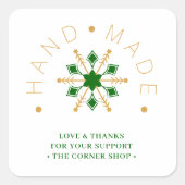 Green Gold Christmas Modern Snowflake for Business Vierkante Sticker (Voorkant)