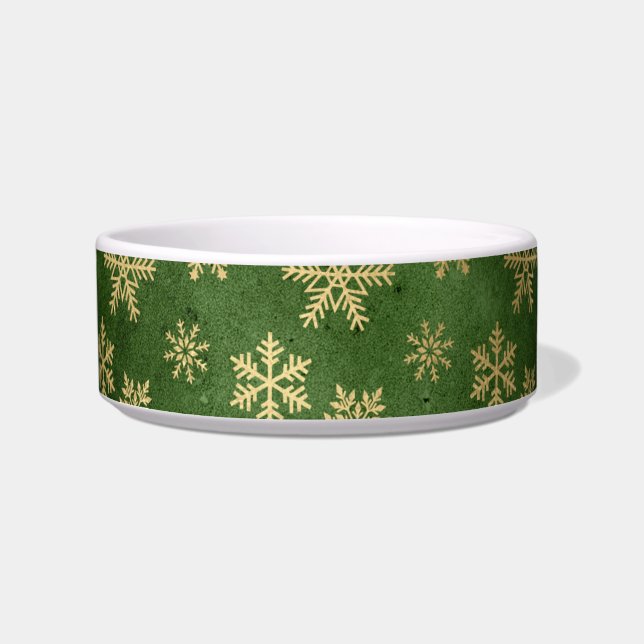 GREEN GOLD CHRISTMAS THEME PET BOWL VOERBAKJE (Voorkant)