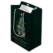 Green Gold Christmas Tree Medium Cadeauzakje (Voorkant Gekanteld)