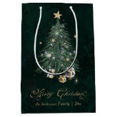 Green Gold Christmas Tree Medium Cadeauzakje (Voorkant)