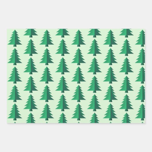 Green Gold Christmas Tree Pattern Inpakpapier Vel (Voorkant 2)