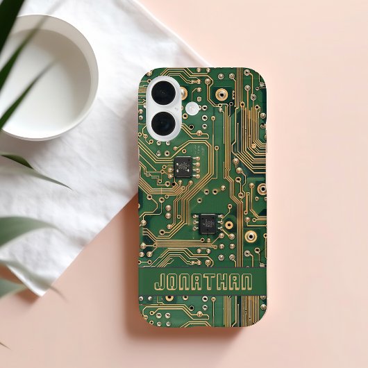 Green Gold Circuit Board Personalized Case-Mate iPhone Case
