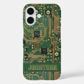 Green Gold Circuit Board Personalized Case-Mate iPhone Case (Achterkant)