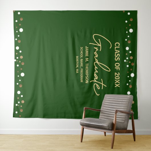 Green Gold Class of 2023 backdrop afstuderen Wandkleed (In Situ (horizontaal))