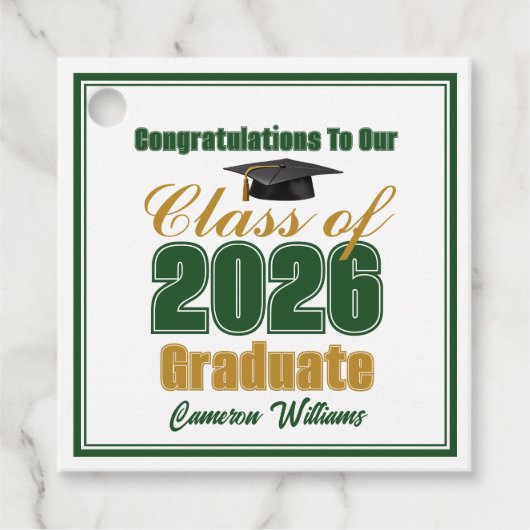 Green Gold Class of 2026 Custom Graduation Party Bedankjes Labels (Voorkant)