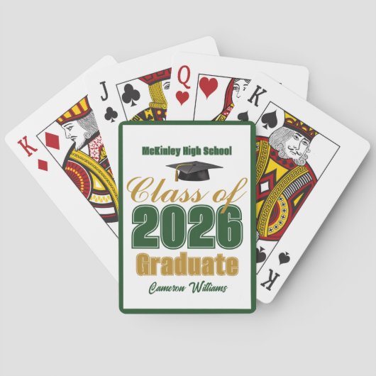 Green Gold Class of 2026 Custom Graduation Party Pokerkaarten (Achterkant)