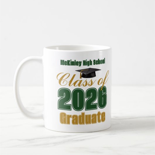 Green Gold Class of 2026 Graduate Gift Koffiemok (Links)