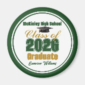 Green Gold Class of 2026 Graduation Keepsake Magneet (Voorkant)