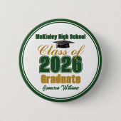 Green Gold Class of 2026 Graduation Keepsake Ronde Button 5,7 Cm (Voorkant)