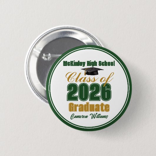 Green Gold Class of 2026 Graduation Keepsake Ronde Button 5,7 Cm (Voorkant /achterkant)