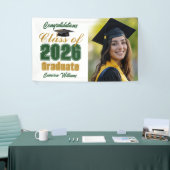 Green Gold Class of 2026 Graduation Party Photo Spandoek (Beurs)