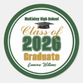 Green Gold Class of 2026 Graduation Party Ronde Sticker (Voorkant)