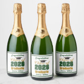 Green Gold Class of 2026 Graduation Party Sparkling Wijnetiket (Flessen)
